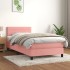 Cama box spring con colchón terciopelo rosa 90x200