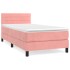 Cama box spring con colchón terciopelo rosa 90x200