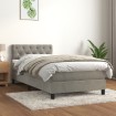 Cama box spring con colchón terciopelo gris claro 80x200 cm