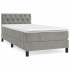 Cama box spring con colchón terciopelo gris claro 80x200