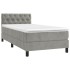 Cama box spring con colchón terciopelo gris claro 80x200