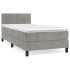 Cama box spring con colchón terciopelo gris claro 80x200