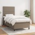 Cama box spring con colchón tela gris taupe 90x200