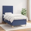 Cama box spring con colchón tela azul 90x200 cm