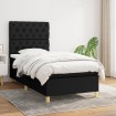 Cama box spring con colchón tela negro 80x200 cm