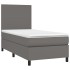 Cama box spring con colchón cuero sintético gris 100x200