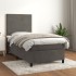 Cama box spring con colchón terciopelo gris oscuro 90x190