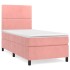 Cama box spring con colchón terciopelo rosa 90x200