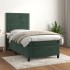 Cama box spring con colchón terciopelo verde oscuro 100x200