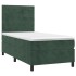 Cama box spring con colchón terciopelo verde oscuro 90x190