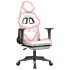 Silla gaming con reposapiés cuero sintético blanco y