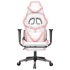 Silla gaming con reposapiés cuero sintético blanco y