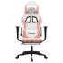 Silla gaming con reposapiés cuero sintético blanco y