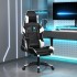 Silla gaming con reposapiés cuero sintético negro