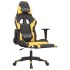 Silla gaming con reposapiés cuero sintético negro