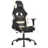 Silla gaming con reposapiés tela crema y