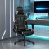 Silla gaming con reposapiés cuero sintético negro