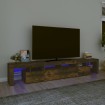 Mueble de TV con luces LED color roble ahumado 230x36,5x40 cm