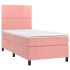 Cama box spring con colchón terciopelo rosa 100x200