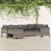 Set de muebles de jardín 6 pzas y cojines ratán sintético gris