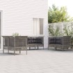 Set de muebles de jardín 6 pzas y cojines ratán sintético gris