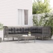 Set de muebles de jardín 6 pzas y cojines ratán sintético gris