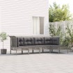 Set de muebles de jardín 5 pzas y cojines ratán sintético gris