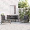 Set de muebles de jardín 4 pzas y cojines ratán sintético gris