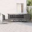 Set de muebles de jardín 5 pzas y cojines ratán sintético gris