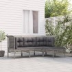 Set de muebles de jardín 4 pzas y cojines ratán sintético gris