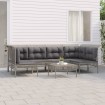 Set de muebles de jardín 7 pzas y cojines ratán sintético gris