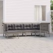 Set de muebles de jardín 6 pzas y cojines ratán sintético gris