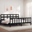 Estructura de cama con cabecero madera maciza negro 200x200 cm