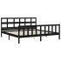 Estructura de cama con cabecero madera maciza negro 200x200