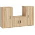 Set de muebles para TV 3 pzas madera contrachapada roble