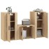 Set de muebles para TV 3 pzas madera contrachapada roble