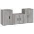 Set de muebles para TV 3 pzas madera contrachapada gris