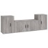 Set de muebles para TV 3 pzas madera contrachapada gris