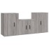 Set de muebles para TV 3 pzas madera contrachapada gris