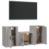 Set de muebles para TV 3 pzas madera contrachapada gris