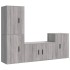 Set de muebles para TV 4 pzas madera contrachapada gris