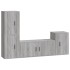 Set de muebles para TV 4 pzas madera contrachapada gris