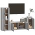 Set de muebles para TV 4 pzas madera contrachapada gris