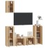 Set de muebles para TV 5 pzas madera contrachapada roble