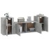 Set de muebles de TV 3 pzas madera contrachapada gris