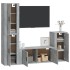 Set de muebles de TV 4 pzas madera contrachapada gris