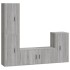 Set de muebles para TV 4 pzas madera contrachapada gris