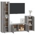 Set de muebles para TV 4 pzas madera contrachapada gris