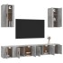 Set de muebles de TV 6 pzas madera contrachapada gris