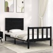 Estructura de cama con cabecero madera maciza negro 90x200 cm